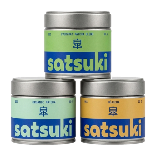 Satsuki Tasting Set – 3 × 30 g (Everyday, Organic, Hōjicha)